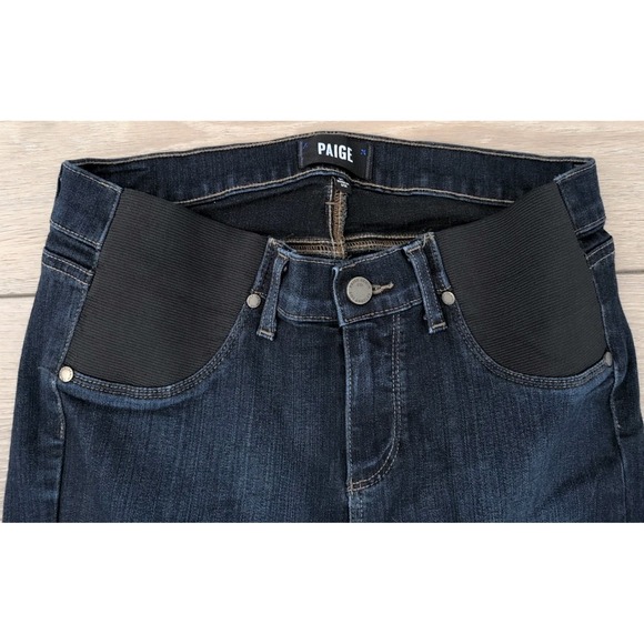 Paige Maternity‎ Jeans Womens 27 Skyline Skinny Dark Wash Denim Stretch Panel - Picture 1 of 5